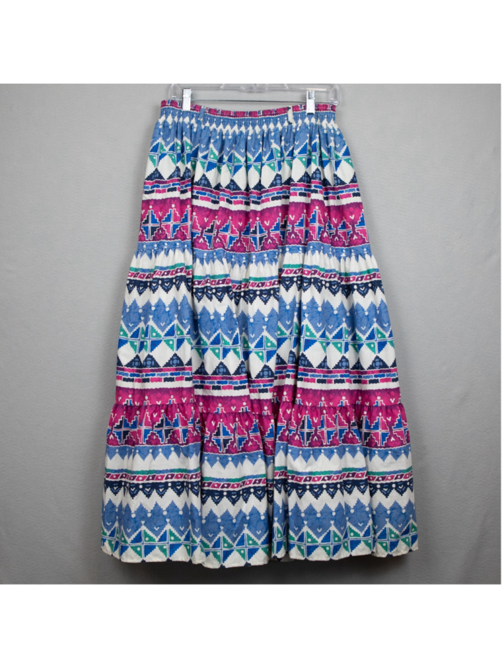 Vintage Western Collection blue pink southwestern full maxi skirt-L